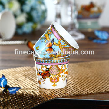 Fine New Bone China Luxury Gold Rim Ceramic Flower Pot