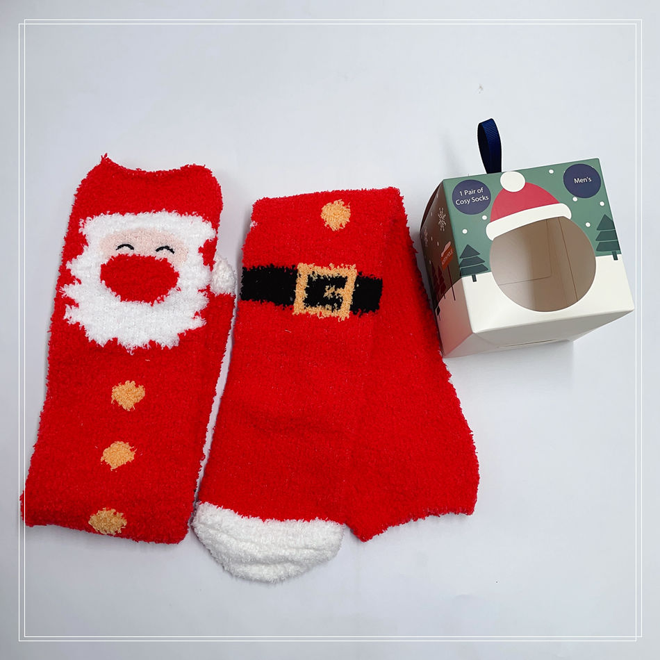 Customized mens xmas fuzzy socks