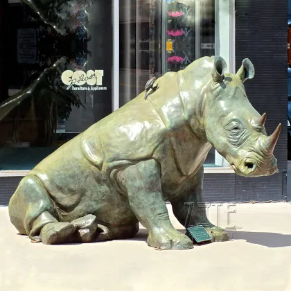 Outdoor Garden Decorative Bronze Rhinoceros Sculpture