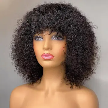 Jerry Curly Human Hair Wigs with Bangs Full Machine Made Wigs Highlight Honey Blonde Colored Wigs For Women Brazilian Remy Hair