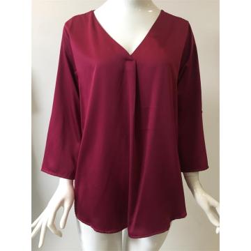 Solid Polyester BlouseIin Color Fuxia
