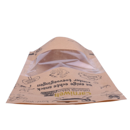 Sacs d&#39;emballage alimentaire pour animaux de compagnie à barrière ziplock de ziplock de papier kraft flexible