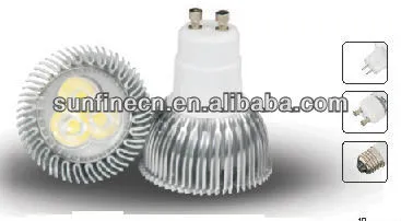 GU10 Alluminum 3W LED lamp cup in LED spotlights