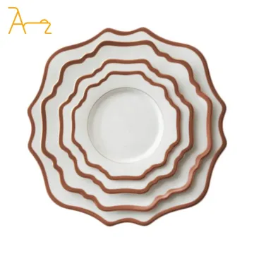 High-Quality White Sunflower Gold Rim Porcelain Tableware Set: Western Style European Wedding Ceramic Plates