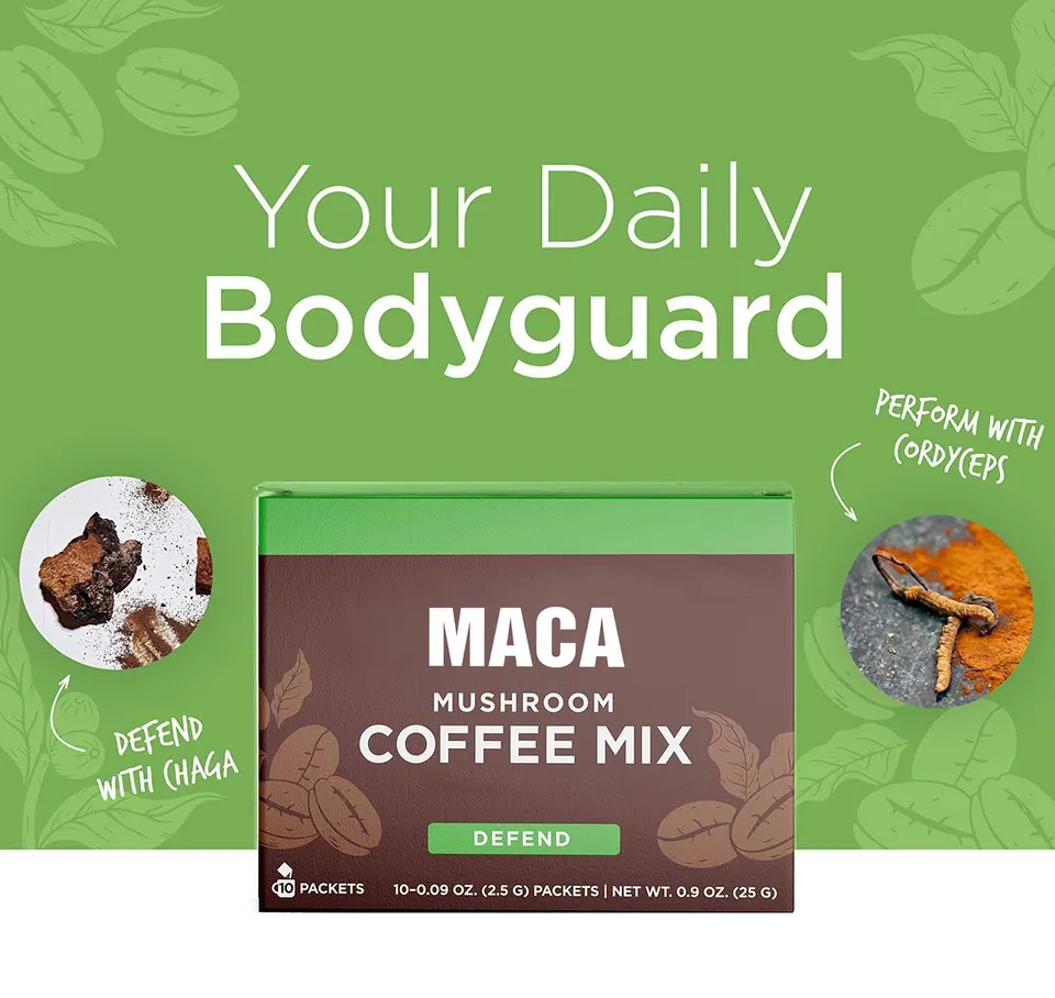 OEM/ODM Private Label Maca Energy Coffee Mushroom Extract Men Energy Support Maca Mushroom Coffee3