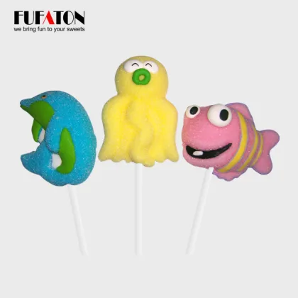 Fish shaped jelly pop candy lollipop