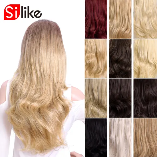 Wholesale Headband Wig Ombre Blonde Capless Wigs Hair Clips Extension 24Inches Wavy 3/4 Half Wig Synthetic Hair Extensions