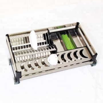 2019 Kitchen Innovations: Stainless Steel Pull-Out Wire Mesh Basket with Plate Holder