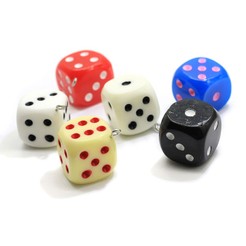 Hottest Colorful Cube Playing Game Dice Resin Beads Fashion Women Girls Pendant Earring Ornament Jewelry Craft Accessories