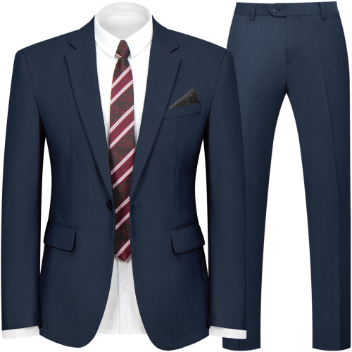 WYWK 2 Piece Men's Suit Wedding Party-Navy Blue-3XL