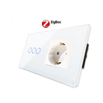 Bingoelec Zigbee Tuya 3G 1W Touch Switch with EU Standard 16A German Socket