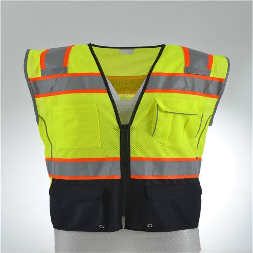 High Visibility Heavy Duty Reflective Vest with Contrast Black Knitted