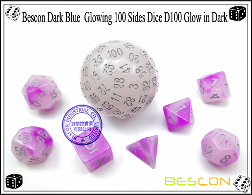 Bescon Dark Blue Glowing 100 Sides Dice D100 Glow in Dark-5