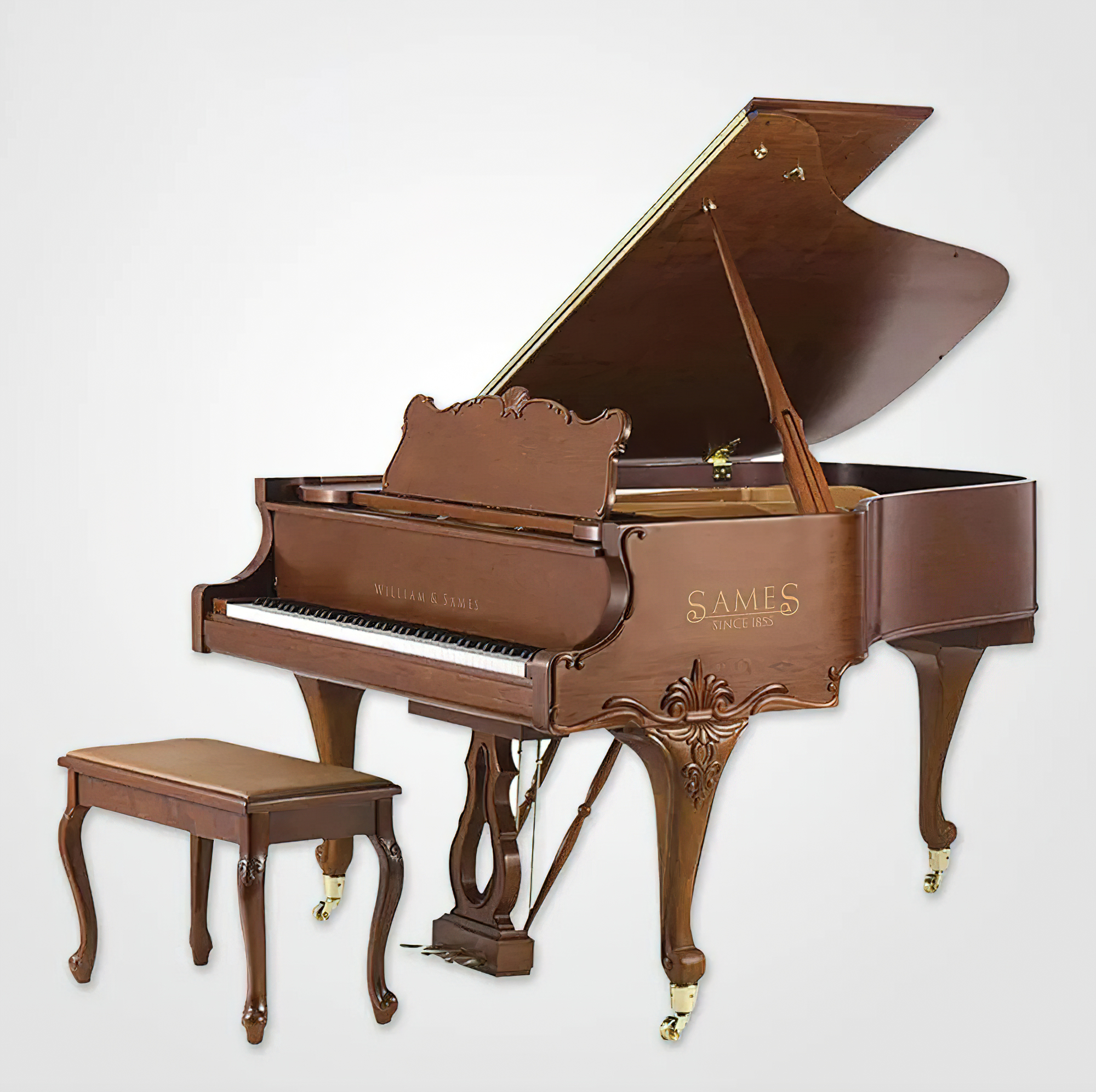 William Sames S170 Grand Piano Black Polished/Whit