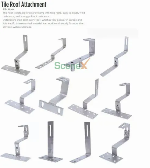 High-Quality SUS304 Solar Panel Roof Mounting Hook with Adjustable Fit for Tile Roofs