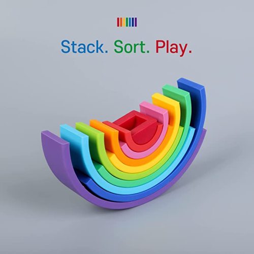 Σιλικόνη Rainbow Stacker Puzzle Baby Stacking παιχνίδι