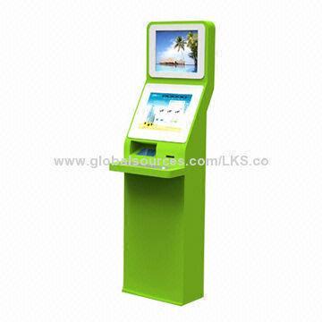 Stand PC Touch Screen Kiosk with 19-inch Advertising Display and Full Keyboard Functions