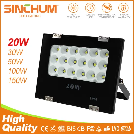 high power outdoor light reflector aluminum20w led flood light housing waterproof cob