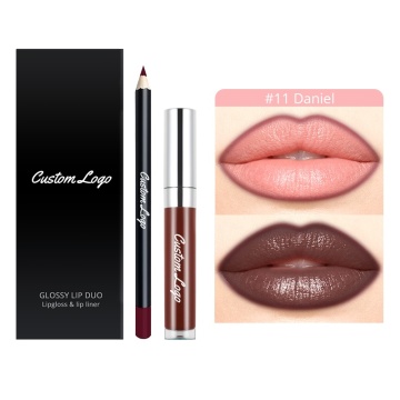 Kit de lèvres végétalien: Low Moq Shiny à 19 couleurs brillance à lèvres et crayon à lèvres mate - Labé privé