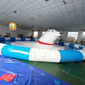 2024 New Bear Round Blue White Inflatable Swimming Pool for Kids