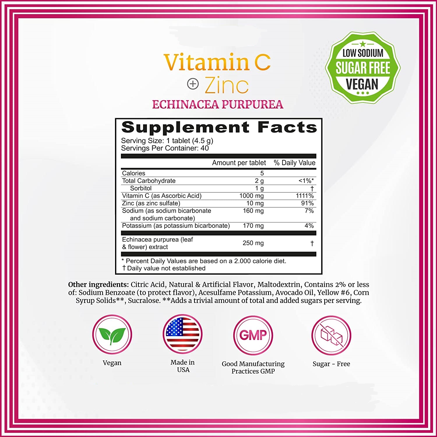 OEM/ODM Sugar Free Vegan Orange Flavor Echinacea Purpurea Extract Vitamin C Effervescent Tablets