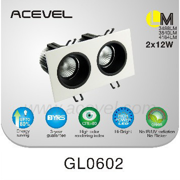 2*12W High CRI LED COB grill light two-head