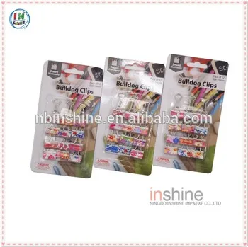 12pcs mini binder clip gift set , patterned bulldog clips