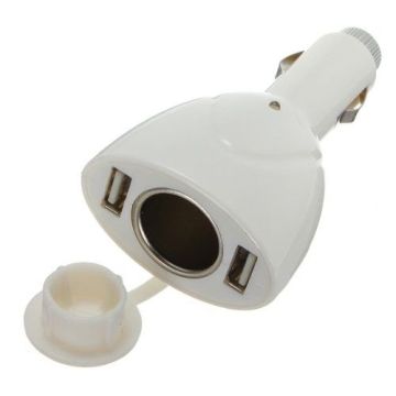 White Usb Car Socket Splitter , Cigarette Lighter Socket Charger For Iphone / Ipod