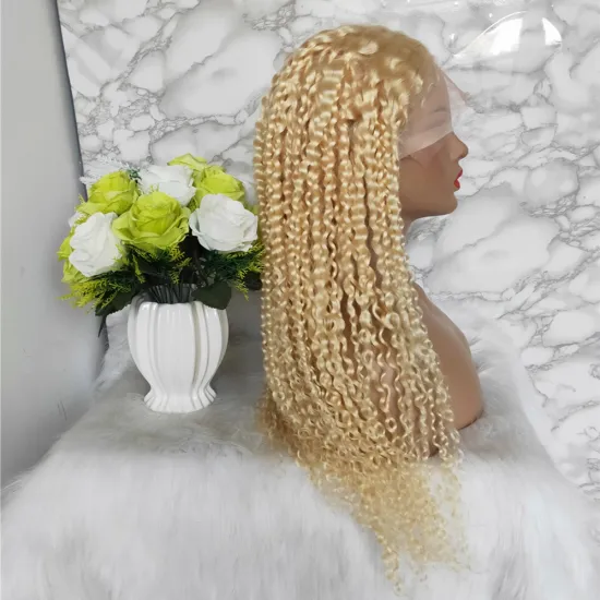 Glueless Transparent 613 Blonde Human Hair Wig Pre Plucked Kinky Curly Lace Front Wig ,250% Density 30inch Lace Front Wigs