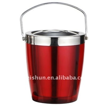 colorful double -wall stainless steel ice bucket with hand