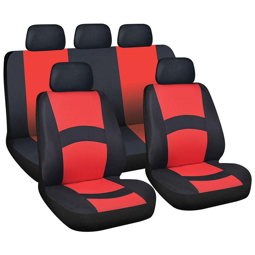 cubierta de asiento de malla simple negra y roja