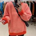 Cappotto in maglia di cashmere a quadri arancione