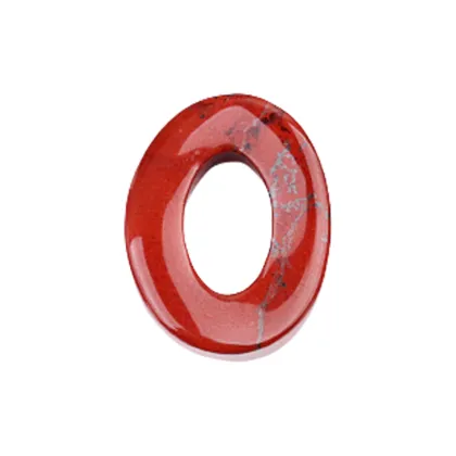 Red Jasper Twist 18x23mm QQ Circle & Hollow Oval Pendant Beads