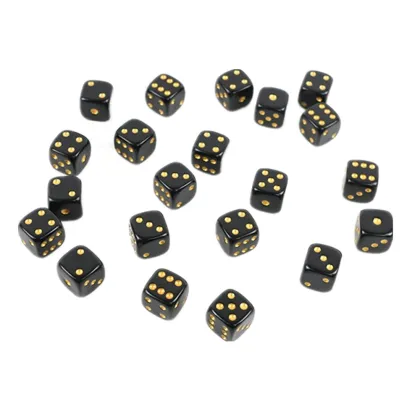 Square Opaque Dice Black with Gold Pip
