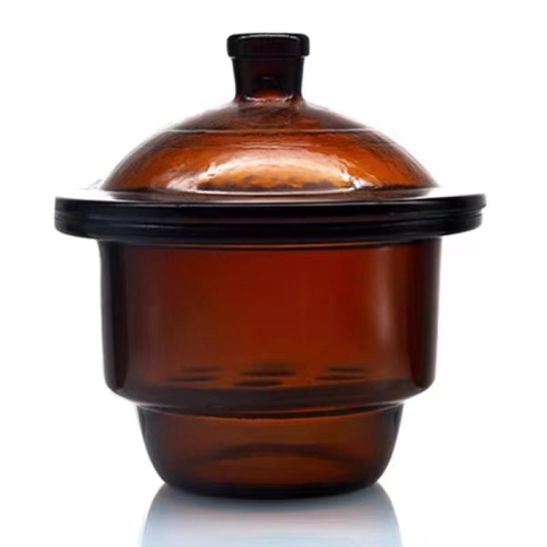 Amber Glass Desiccator with Porcelain Plate 210mm