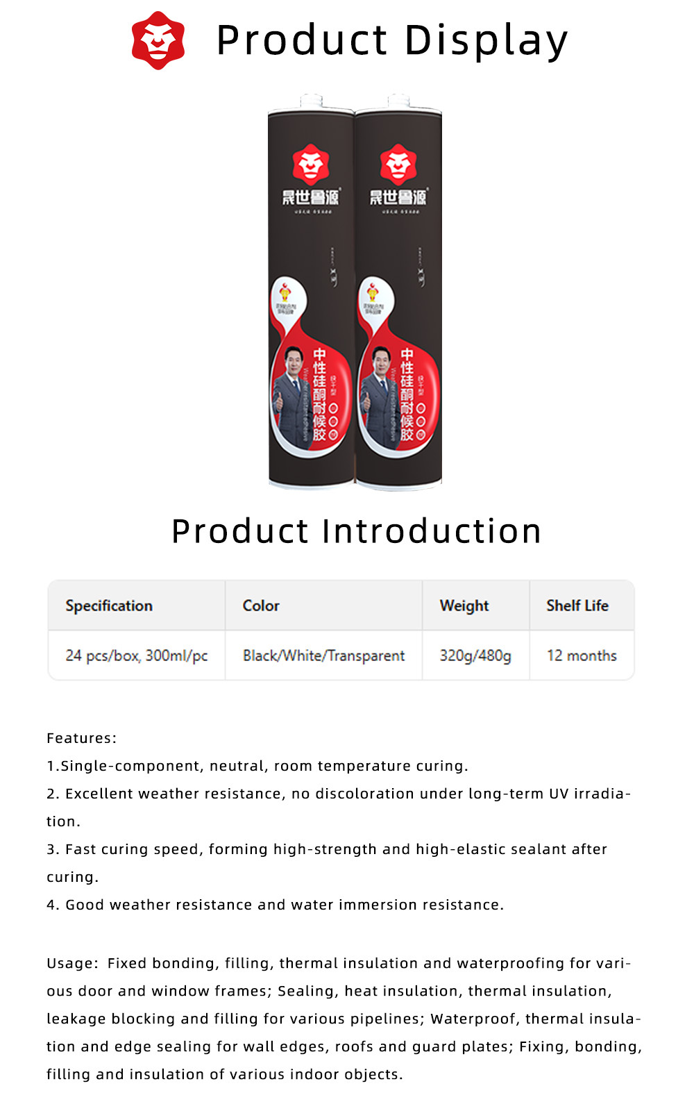 Long Durability Neutral Cure Weatherproof Sealant x