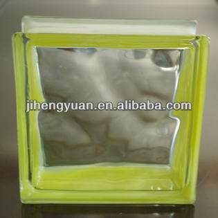 YELLOW SIDE-COLORED CLOUDY GLASS BLOCK 190*190*80mm