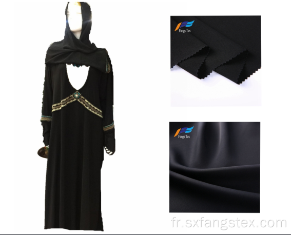Tissus Abaya Islamique Musulman Noir 100% Polyester