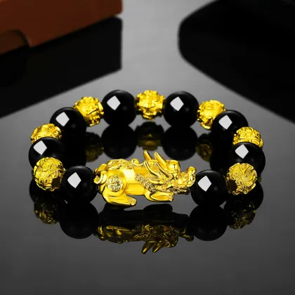 Stylish Gold-Plated Pi Yao Bracelet: A Fusion of Feng Shui Luck Attraction and Men's Fashion Accessory