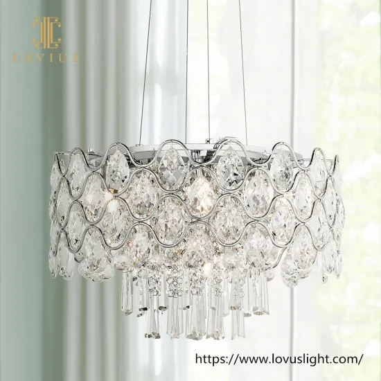 Wavy grain metal custom crystal chandelier & pendant light for kitchen dinning room