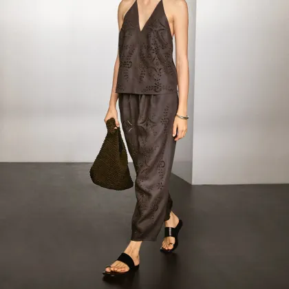 Women's casual simple French high-end lantern pants casual pants