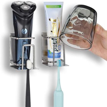 Mini Self-Adhesive Stainless Steel Bathroom Stand Hold Razor Toothpaste Electric Toothbrush Holder