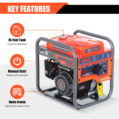 Generador inversor de gasolina de marco abierto de 4,5 kW 60 Hz