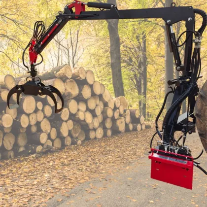 Tractor Mounted Log Crane in Forest