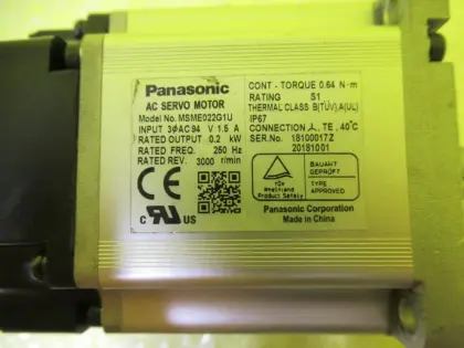 MSME022G1U Panasonic 0.2kw Power Servo Waterproof Motor