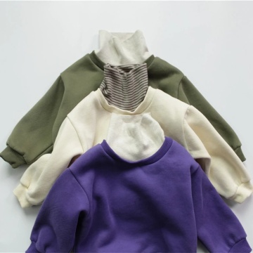 Top pullover del collo della felpa termica dei bambini