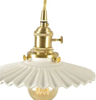 Vintage Pleated Umbrella White Ceramic Shade Chandelier
