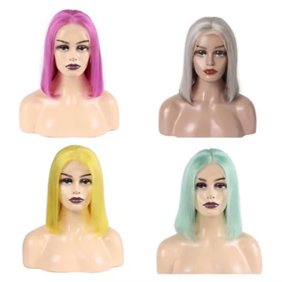 wholesale wigs 100% human hair short hair glueless human hair bob wigs lace front 13*4 13*4*4 bright colored wigs