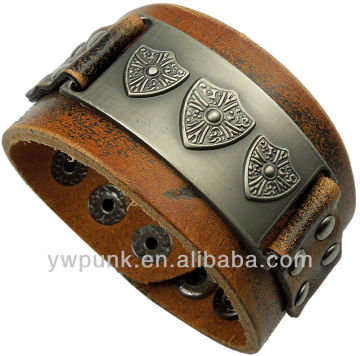 100% top layer real leather fashion leader jewelry bangle cool bangle men's leather bracelet wristband