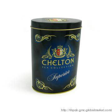 Oval tea tin can